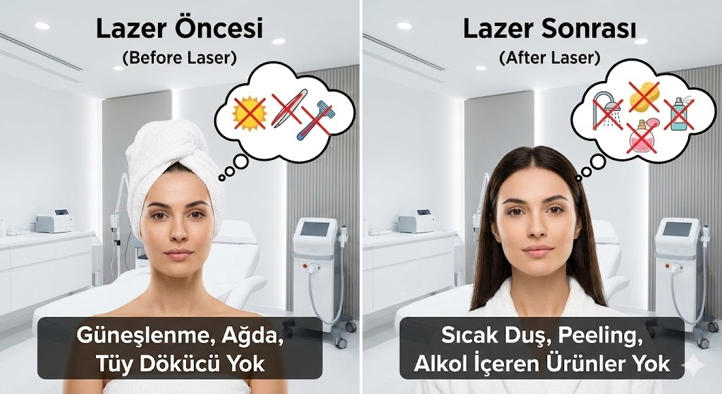 Lazer öncesi ve sonrası yapılmaması gerekenler